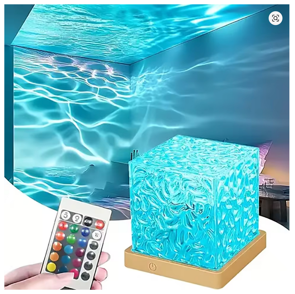 Ocean Wave Aurora Projector Light USB Remote RGB Water Ripple 16 Colors Night Light Home Office Bar Living Room Ambient Light