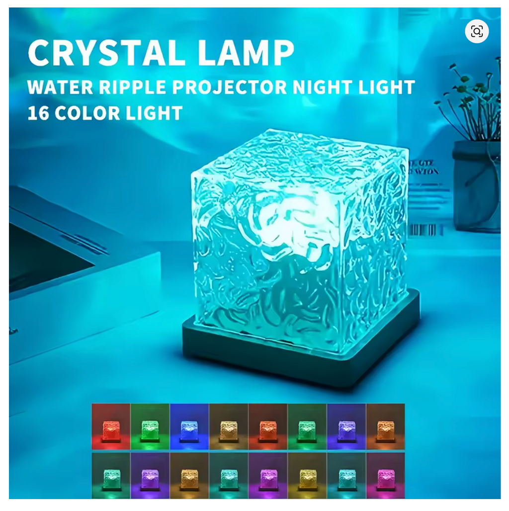 Ocean Wave Aurora Projector Light USB Remote RGB Water Ripple 16 Colors Night Light Home Office Bar Living Room Ambient Light