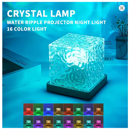 Ocean Wave Aurora Projector Light USB Remote RGB Water Ripple 16 Colors Night Light Home Office Bar Living Room Ambient Light