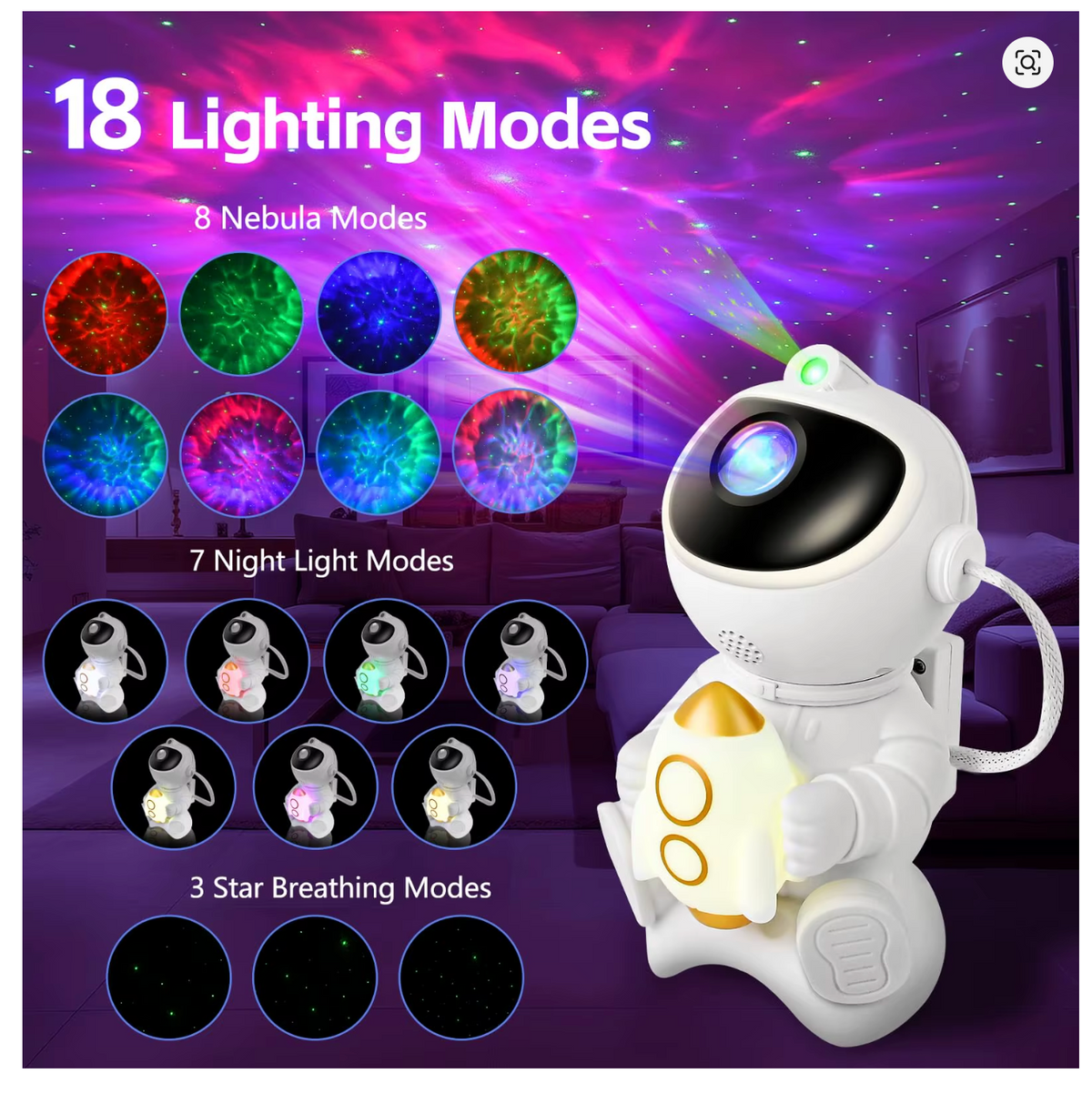Astronaut LED Star Projector Night Light Galaxy Projectors Bluetooth Speaker