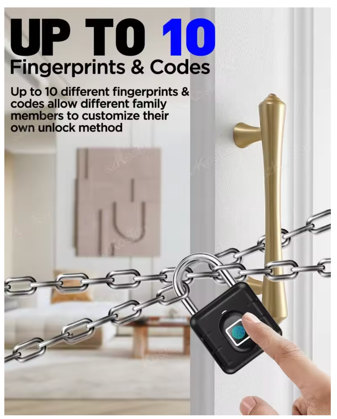 Waterproof Smart Fingerprint Padlock Locker Dormitory Anti-theft Padlock Keyless Security Protect Electronic Unlock for Luggage