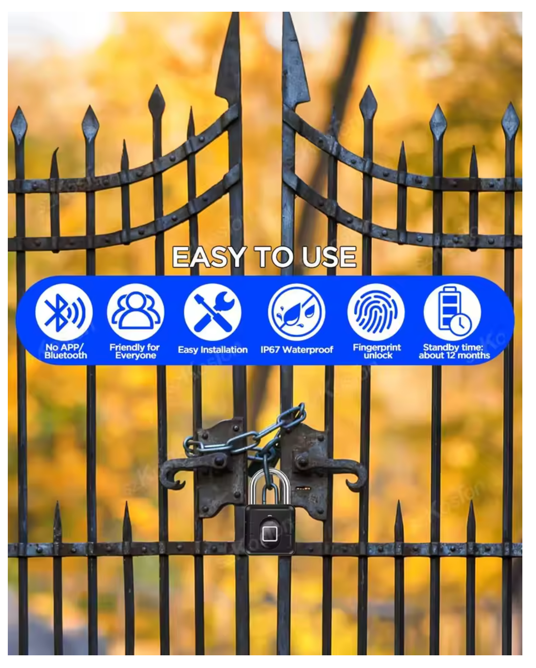 Waterproof Smart Fingerprint Padlock Locker Dormitory Anti-theft Padlock Keyless Security Protect Electronic Unlock for Luggage