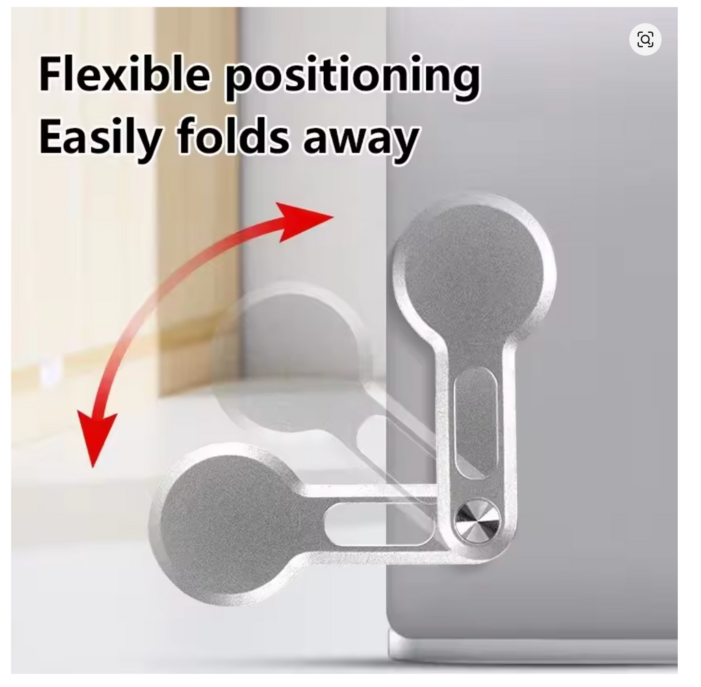 Ultrathin Magnetic Car Phone Holder Laptop Stand Side Foldable Rollover Camera Flat Aluminum Alloy Back Same Screen Display 1Pcs