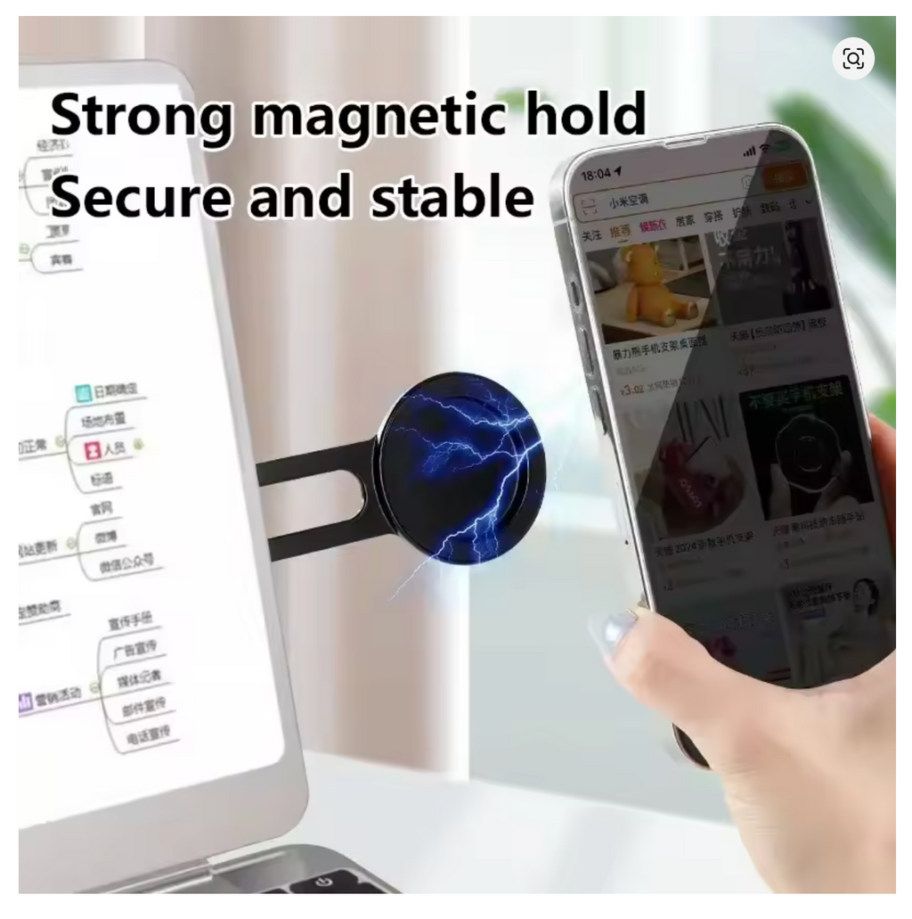 Ultrathin Magnetic Car Phone Holder Laptop Stand Side Foldable Rollover Camera Flat Aluminum Alloy Back Same Screen Display 1Pcs