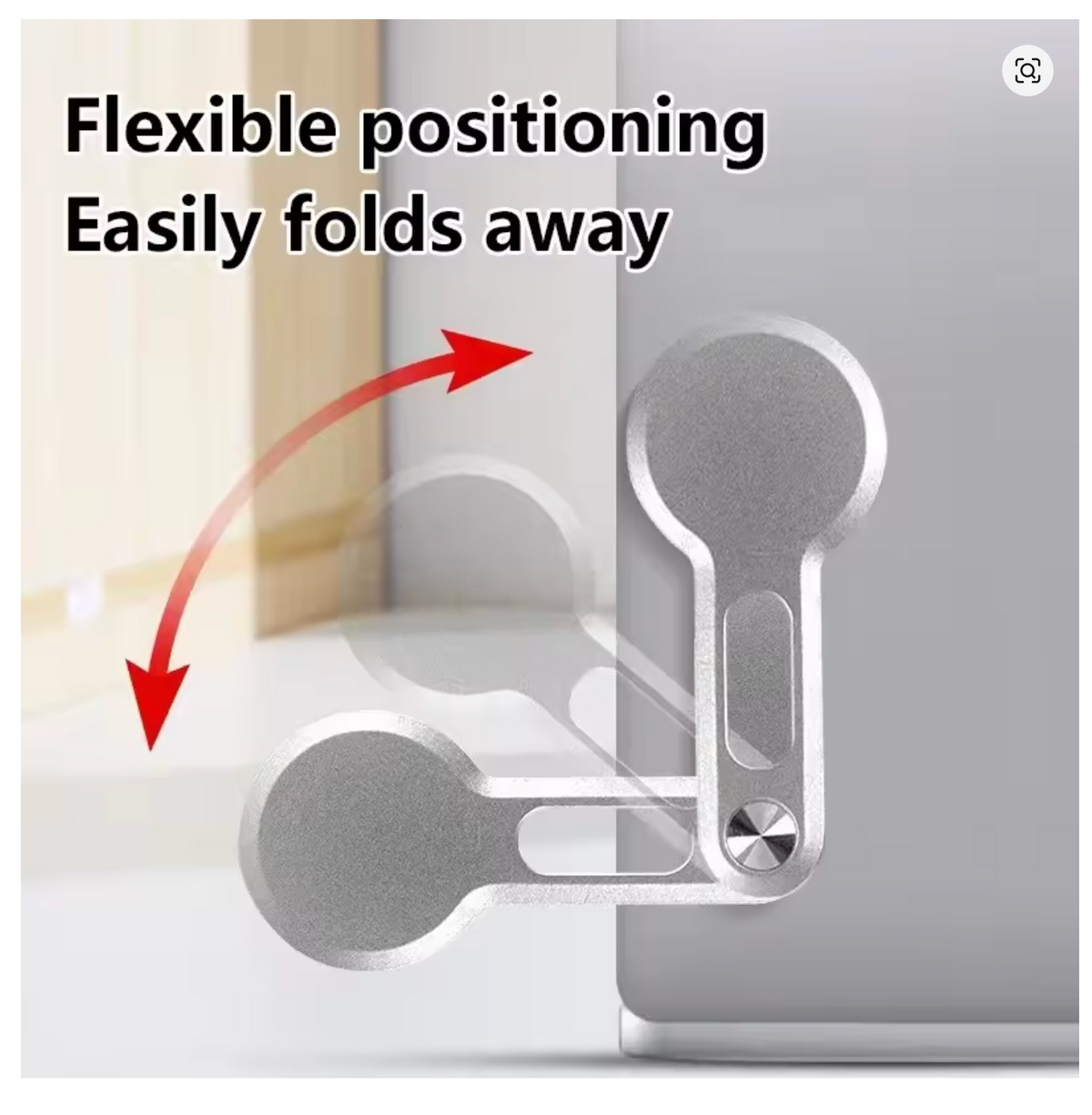Ultrathin Magnetic Car Phone Holder Laptop Stand Side Foldable Rollover Camera Flat Aluminum Alloy Back Same Screen Display 1Pcs